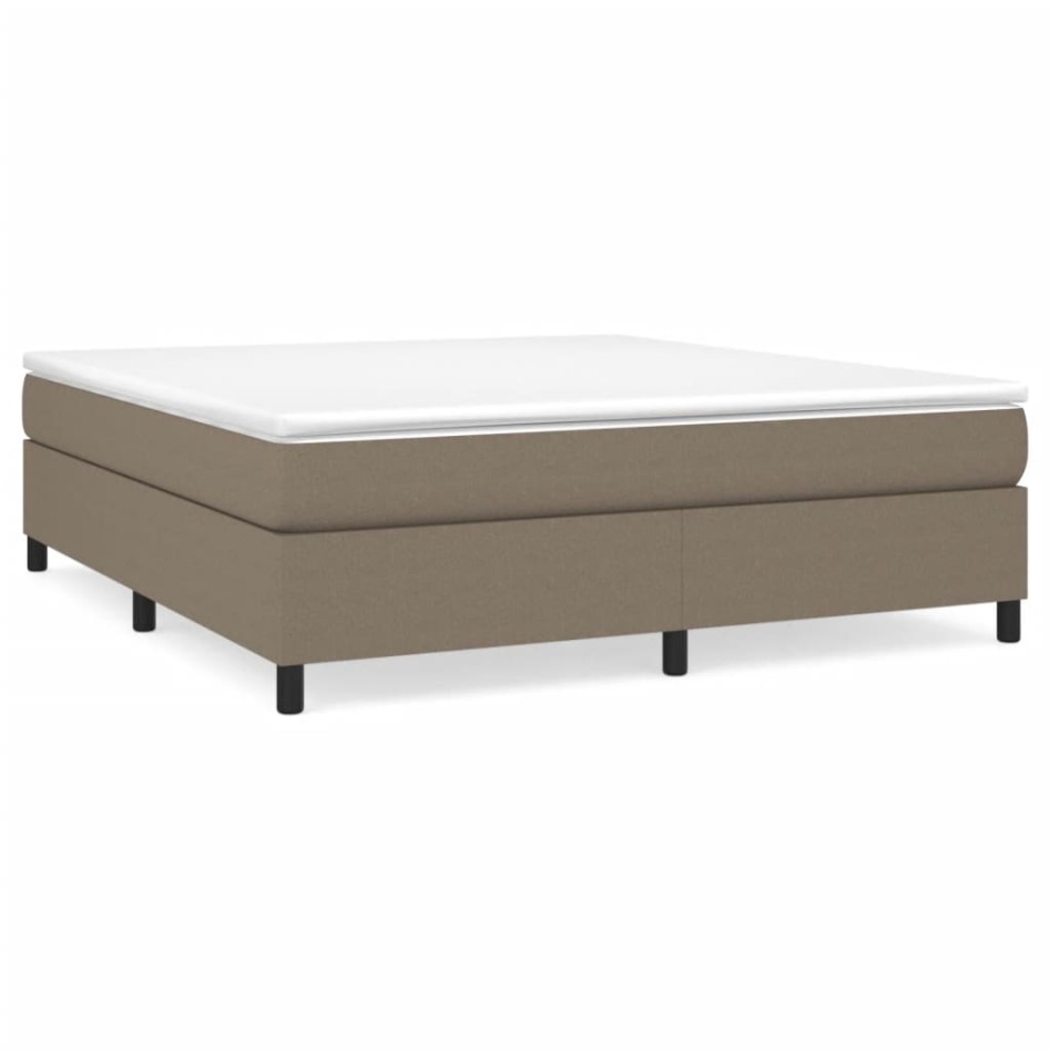 Cama box spring con colchón tela gris taupe 160x200