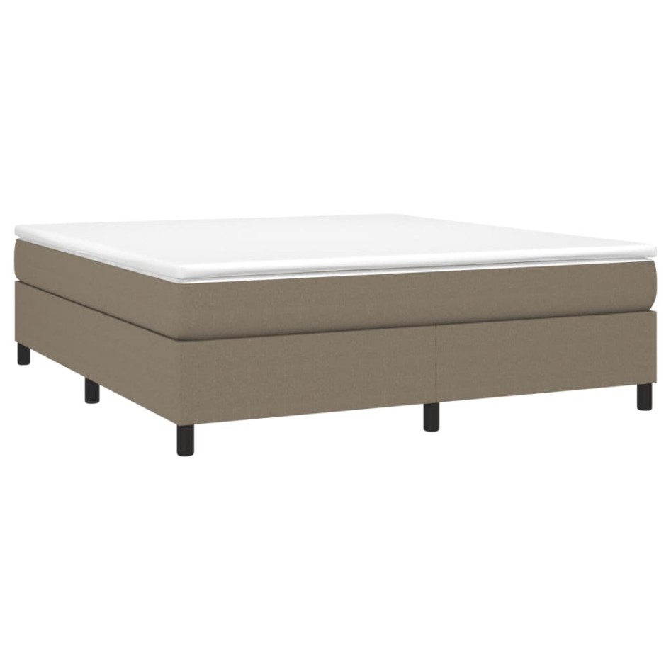 Cama box spring con colchón tela gris taupe 160x200
