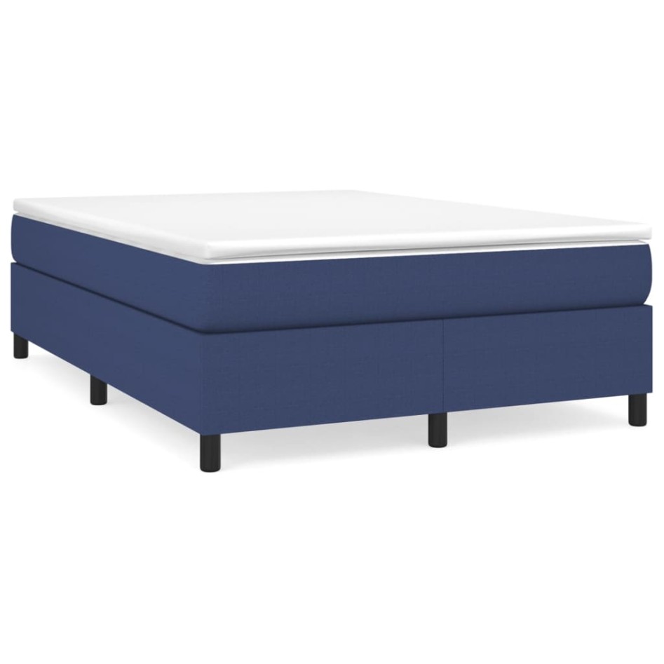 Cama box spring con colchón tela azul 140x190