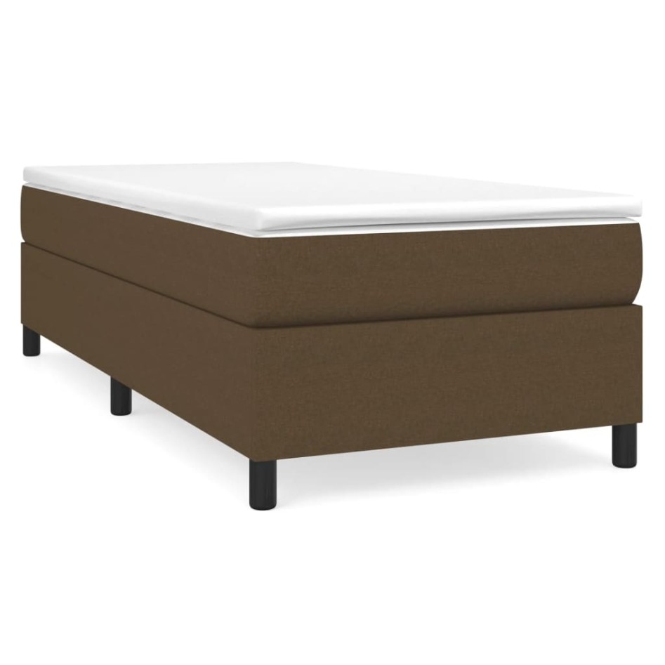 Cama box spring con colchón tela marrón oscuro 90x190