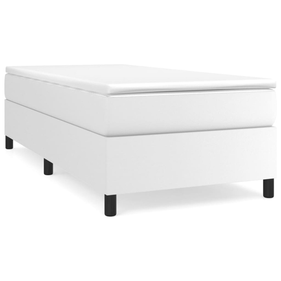 Cama box spring con colchón cuero sintético blanco 100x200