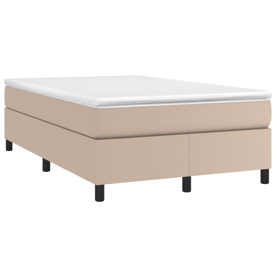 Cama box spring con colchón cuero sintético capuchino
