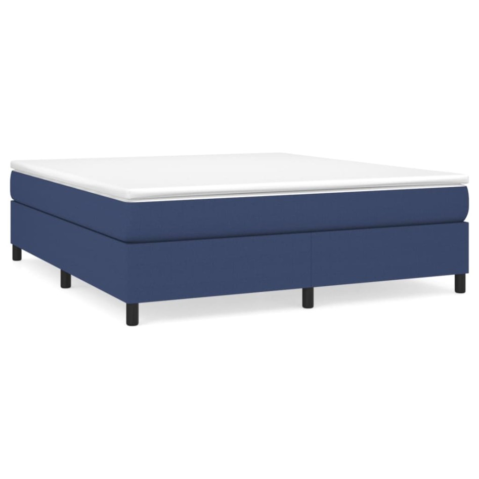 Cama box spring con colchón tela azul 160x200