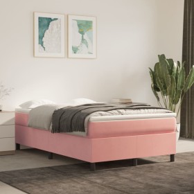 Cama box spring con colchón terciopelo rosa 120x200