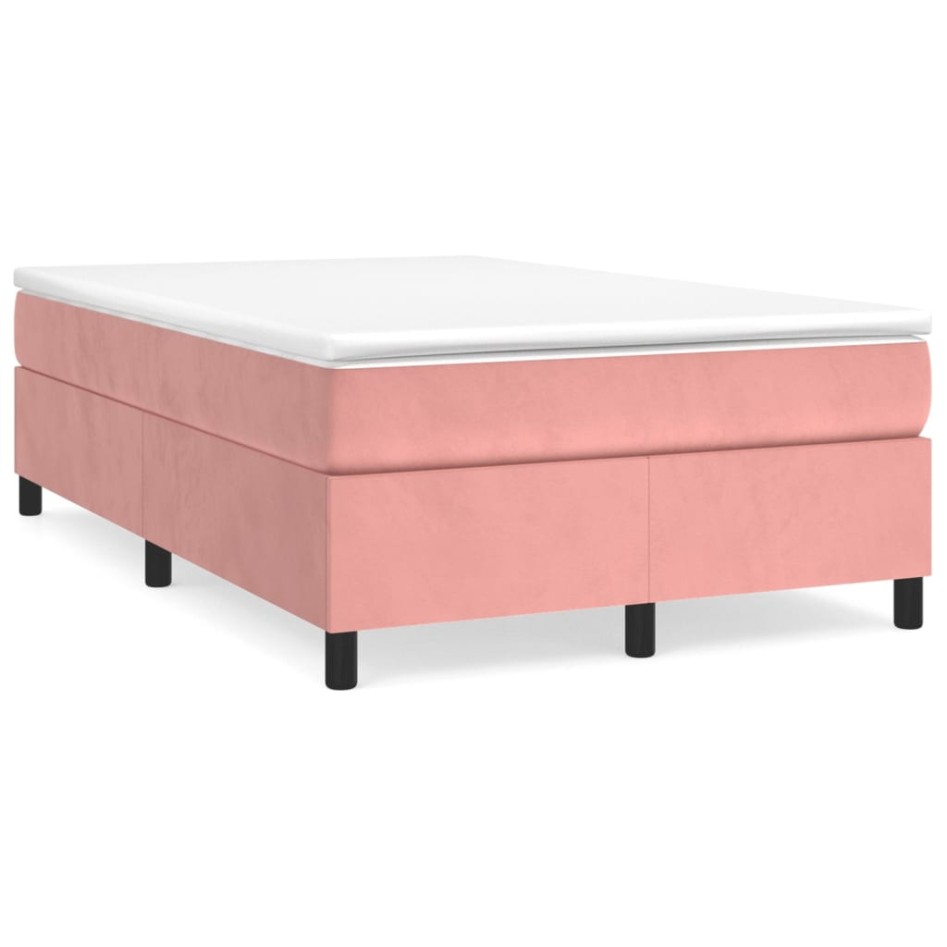Cama box spring con colchón terciopelo rosa 120x200