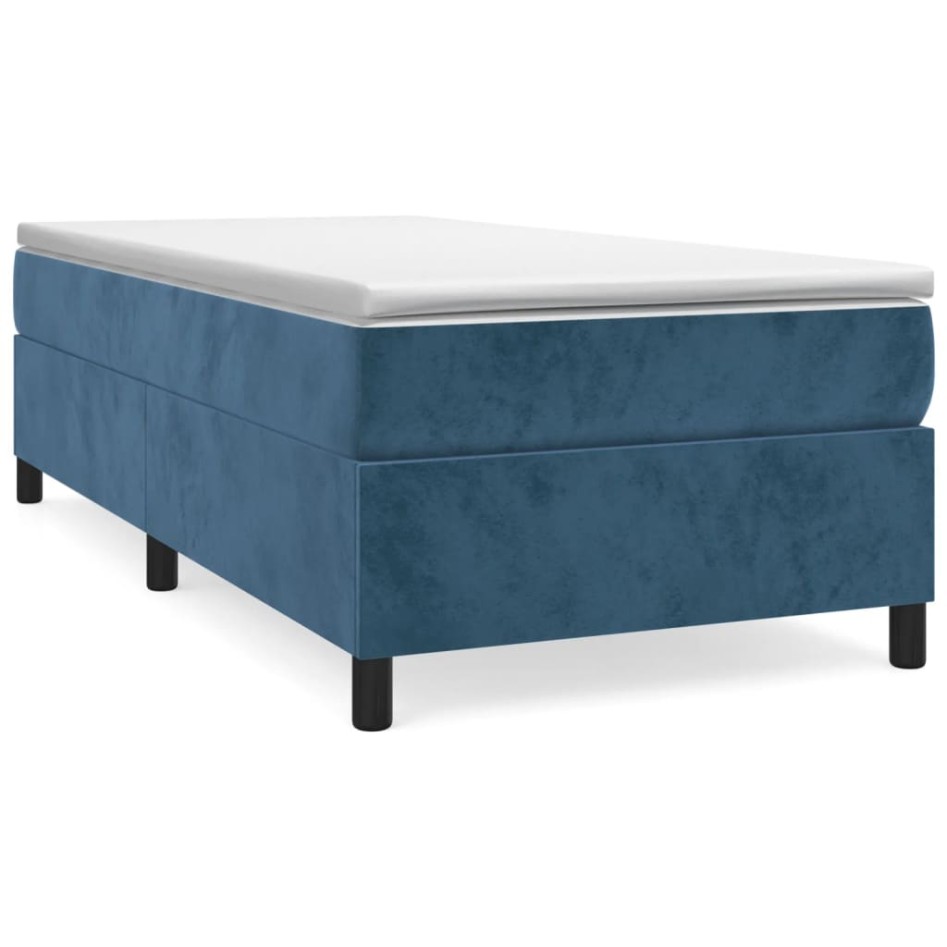 Cama box spring con colchón terciopelo azul oscuro 90x190