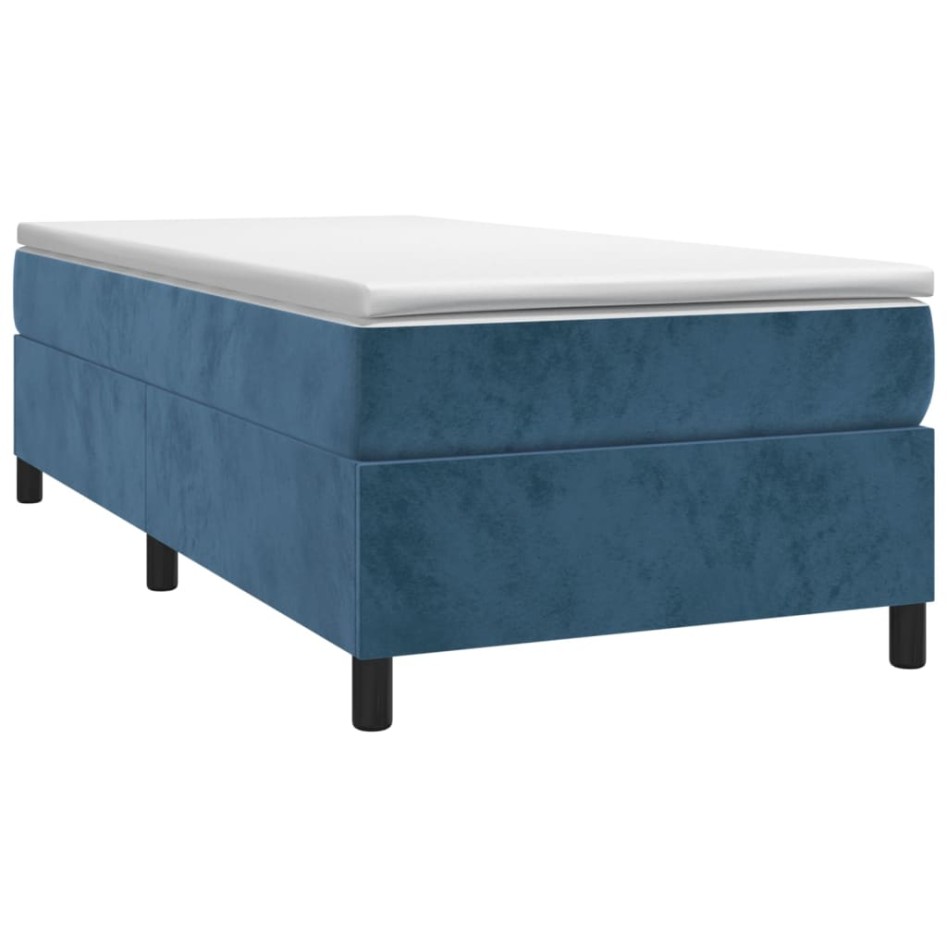 Cama box spring con colchón terciopelo azul oscuro 90x190