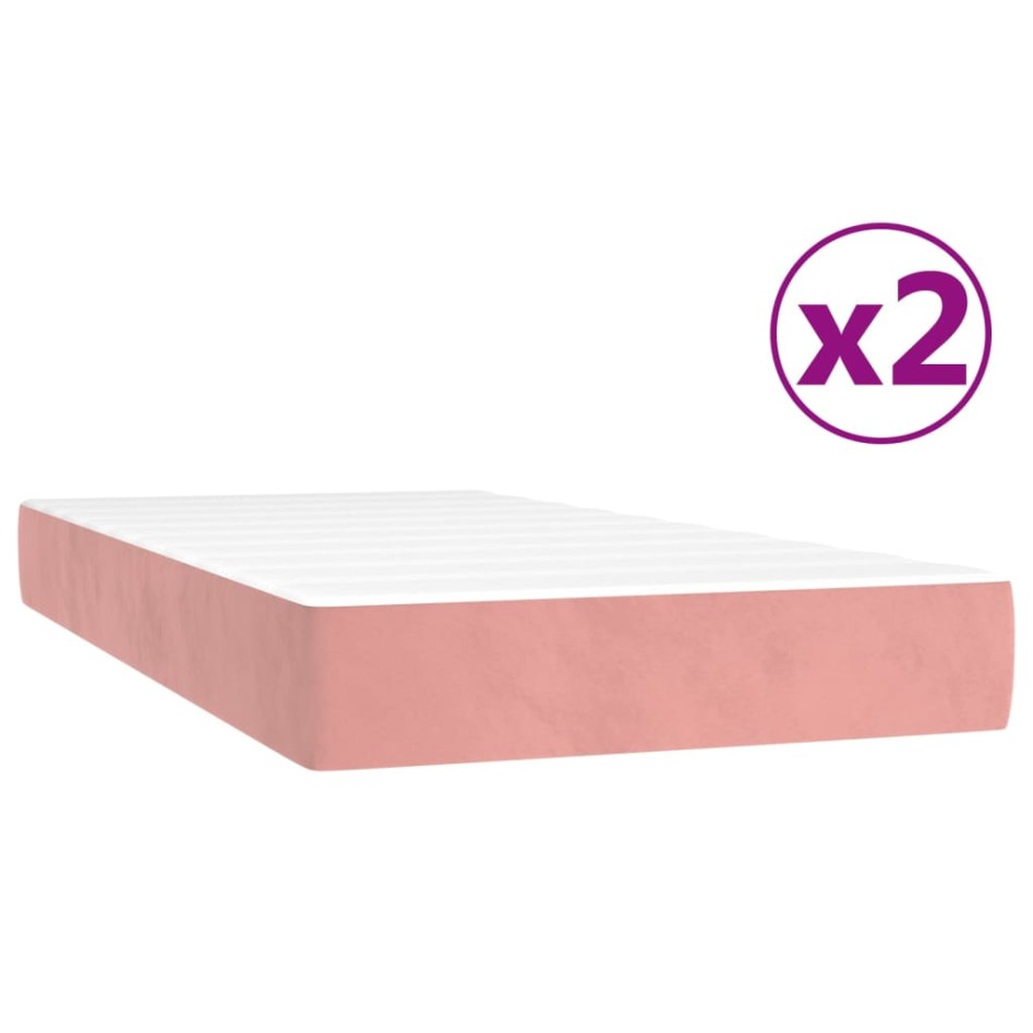 Cama box spring con colchón terciopelo rosa 200x200
