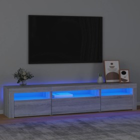 Mueble de TV con luces LED gris sonoma 195x35x40