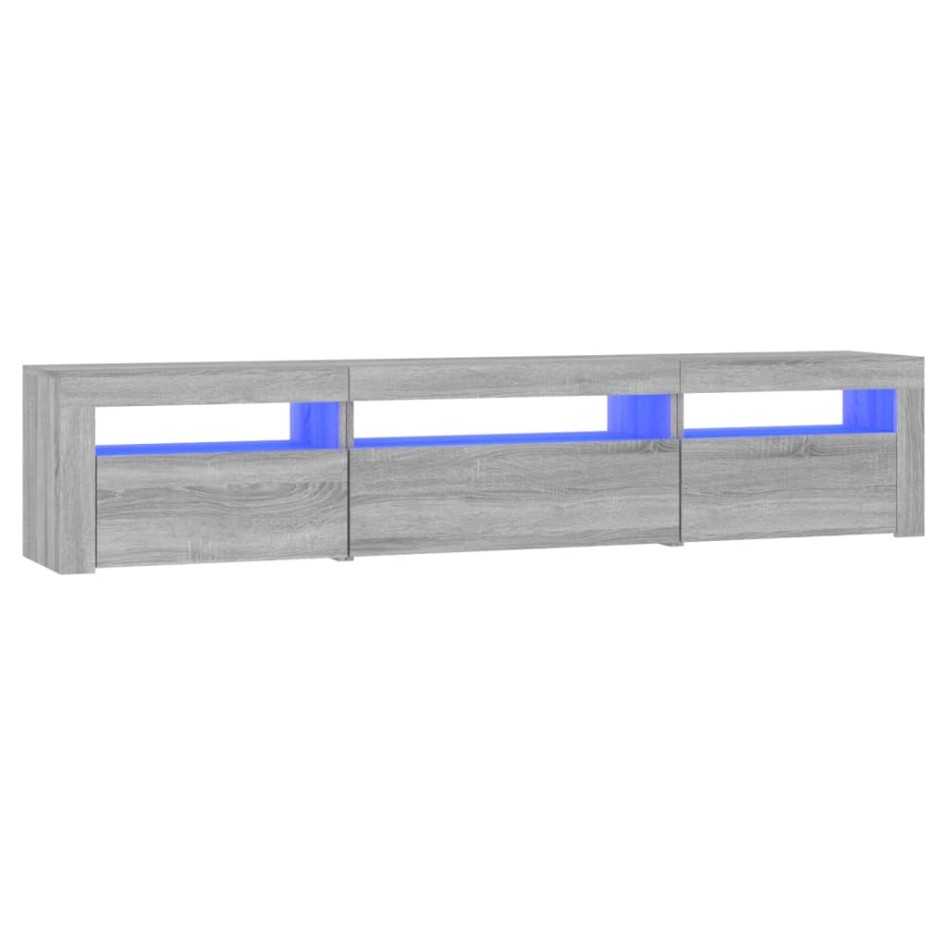 Mueble de TV con luces LED gris sonoma 195x35x40