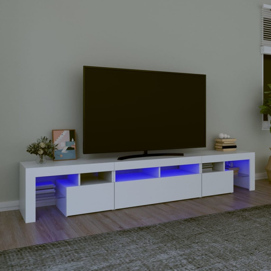 Mueble de TV con luces LED blanco 230x36,5x40