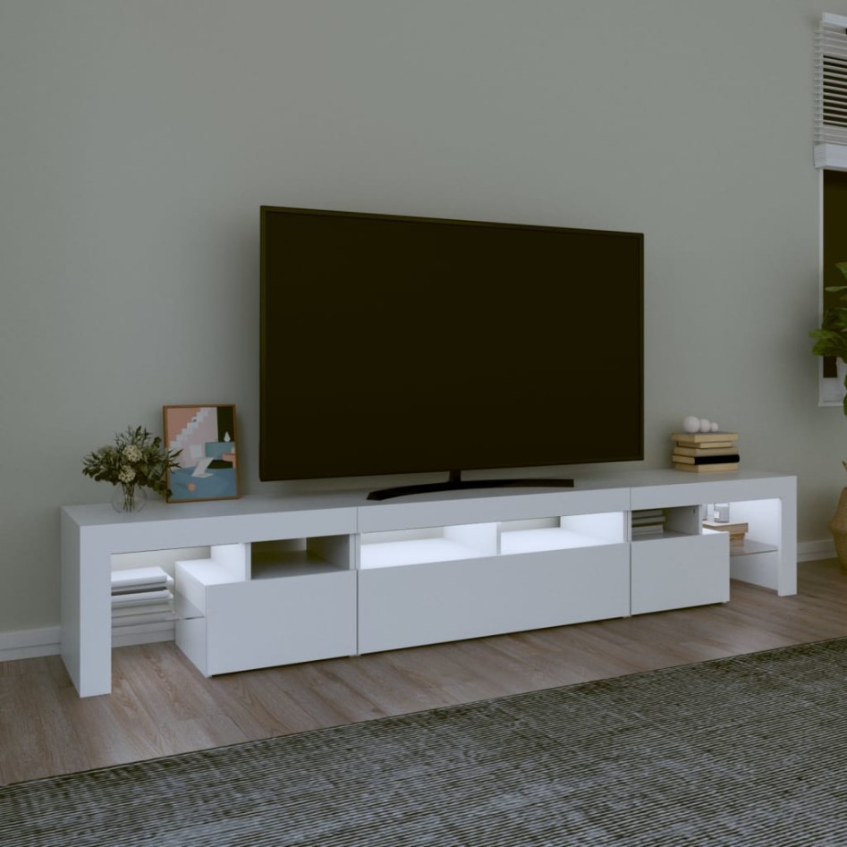 Mueble de TV con luces LED blanco 230x36,5x40