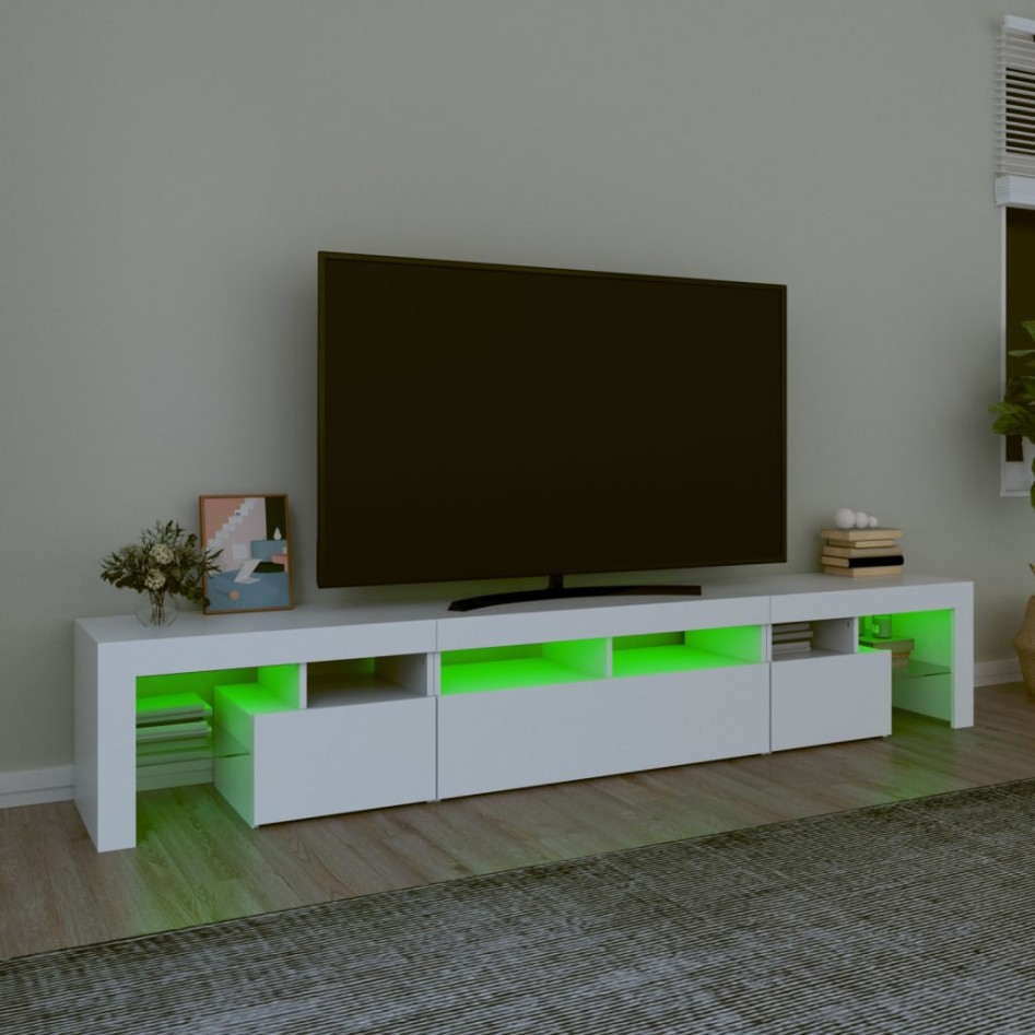 Mueble de TV con luces LED blanco 230x36,5x40