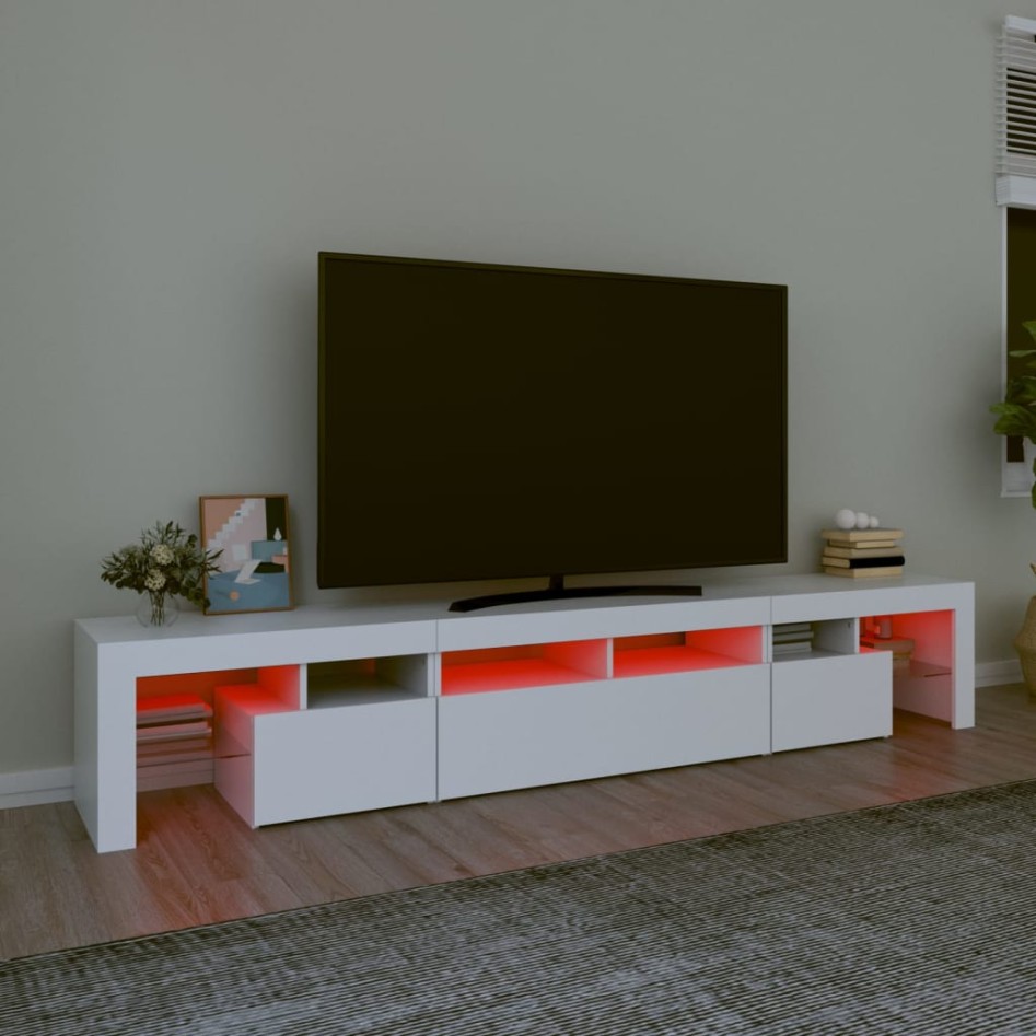 Mueble de TV con luces LED blanco 230x36,5x40