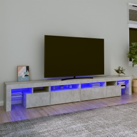 Mueble de TV con luces LED gris hormigón 260x36,5x40