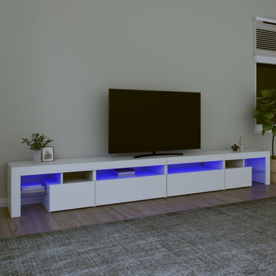 Mueble de TV con luces LED blanco 290x36,5x40