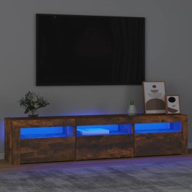 Mueble de TV con luces LED color roble ahumado 180x35x40