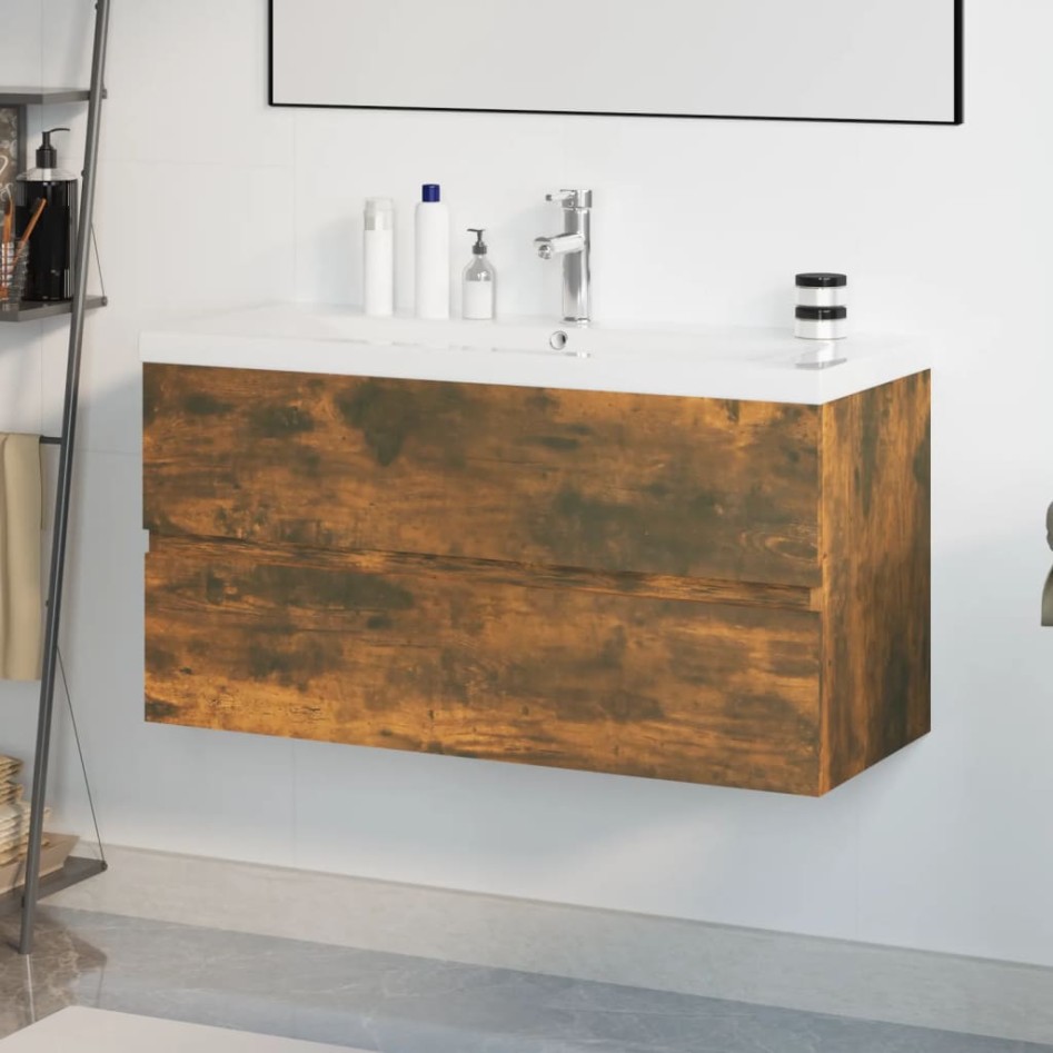 Mueble de baño con lavabo madera contrachapada roble