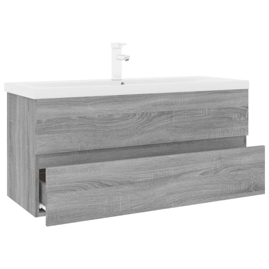 Mueble de baño con lavabo madera contrachapada gris