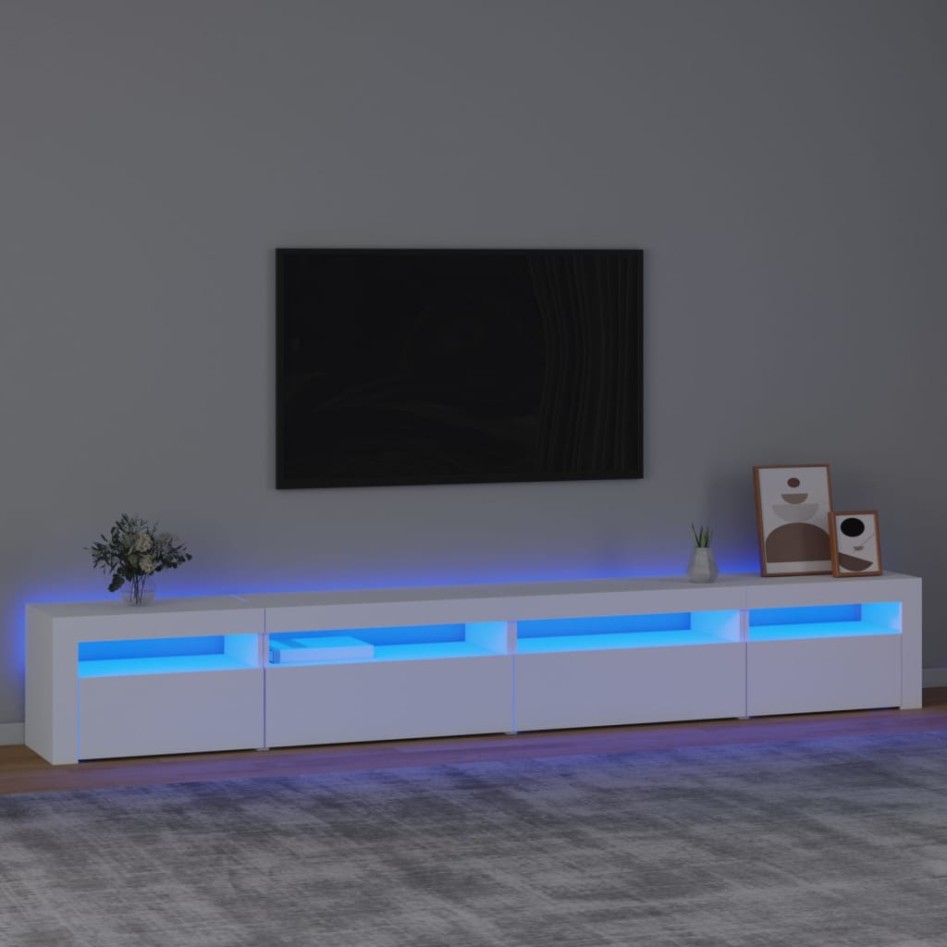 Mueble de TV con luces LED blanco 270x35x40