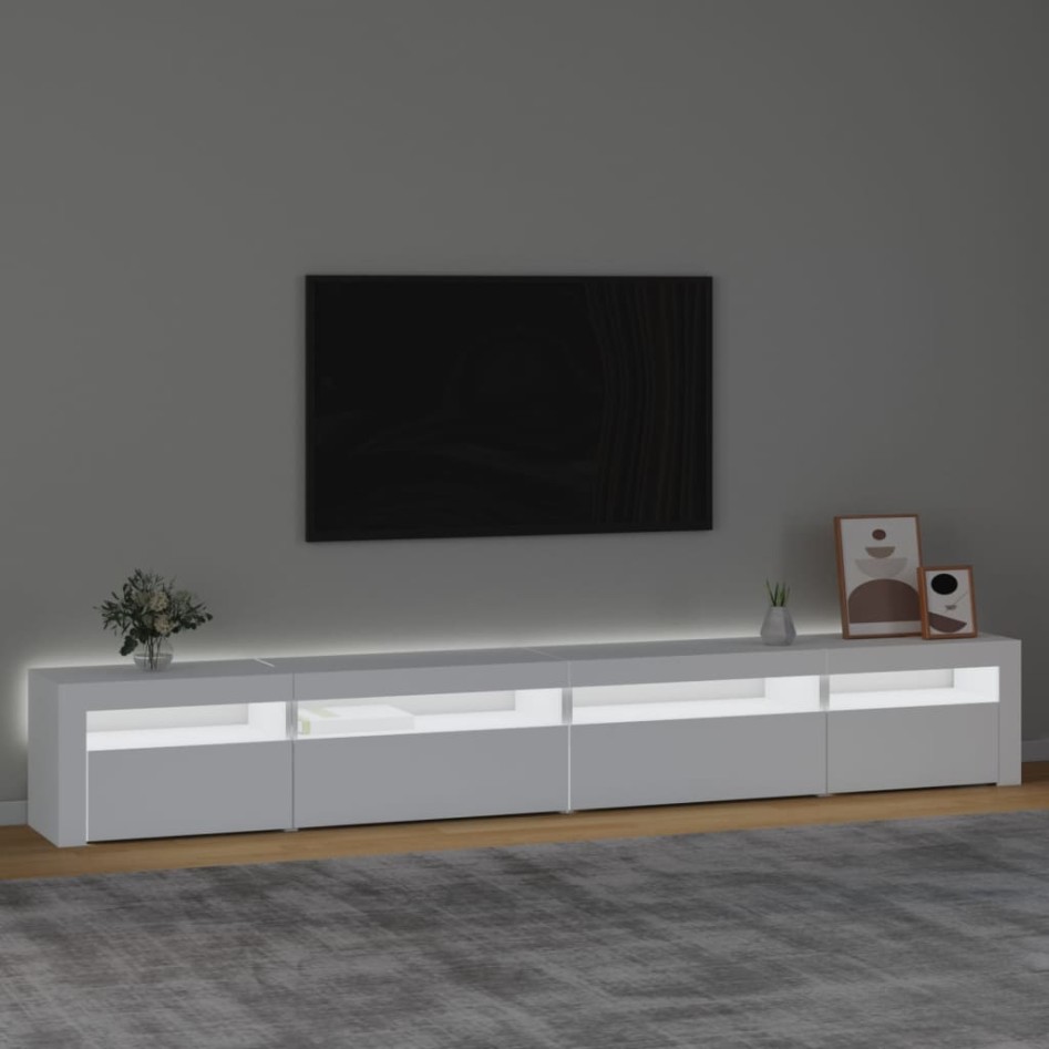 Mueble de TV con luces LED blanco 270x35x40