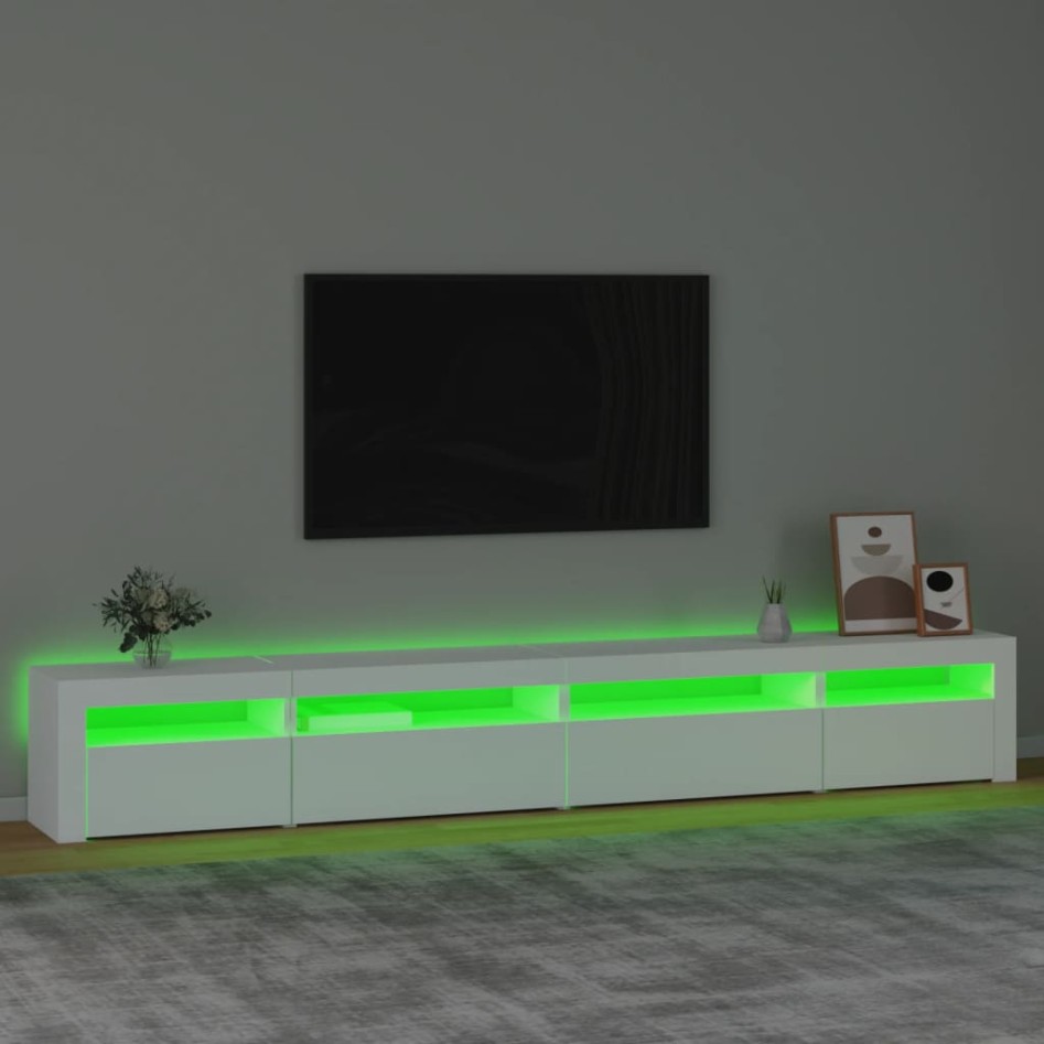 Mueble de TV con luces LED blanco 270x35x40