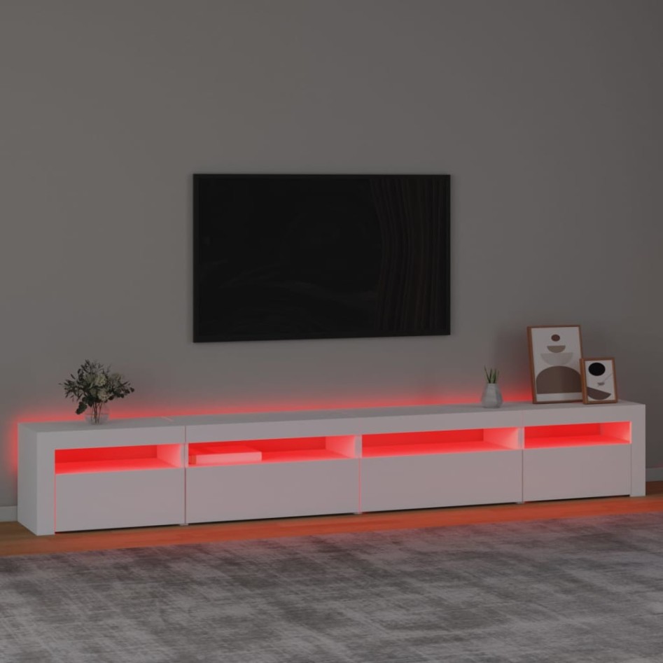 Mueble de TV con luces LED blanco 270x35x40