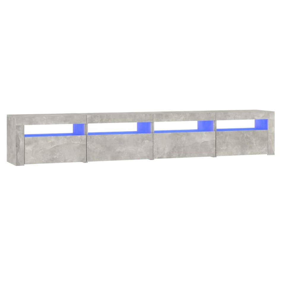 Mueble de TV con luces LED gris hormigón 240x35x40