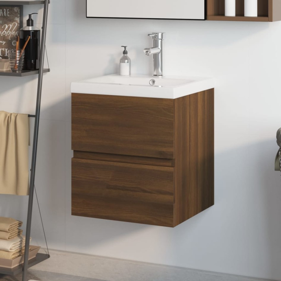 Mueble de baño con lavabo madera contrachapada marrón