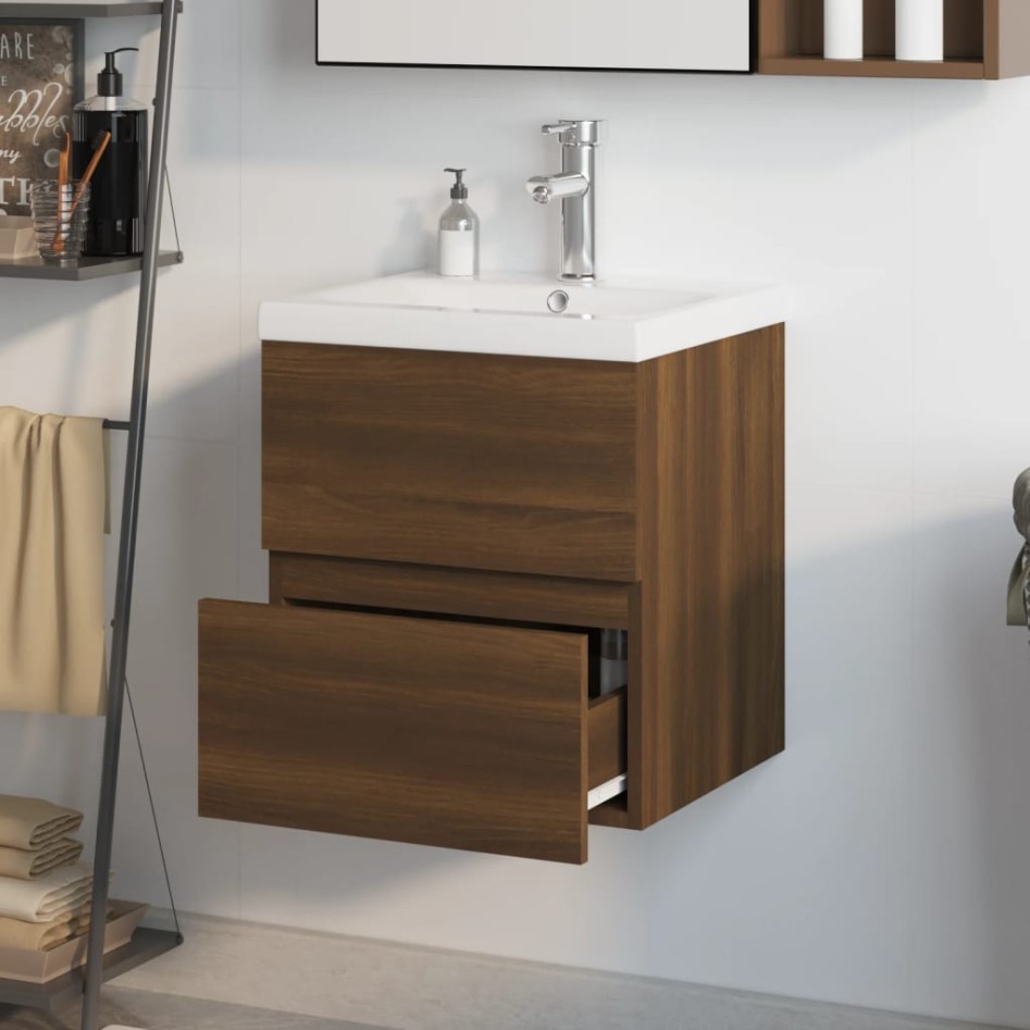 Mueble de baño con lavabo madera contrachapada marrón