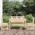 Juego de comedor de jardín 4 piezas madera maciza de