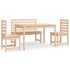 Juego de comedor de jardín 4 piezas madera maciza de