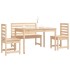 Juego de comedor de jardín 4 piezas madera maciza de