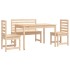 Juego de comedor de jardín 4 piezas madera maciza de