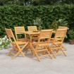 Juego de comedor de jardín 7 piezas madera maciza de teca
