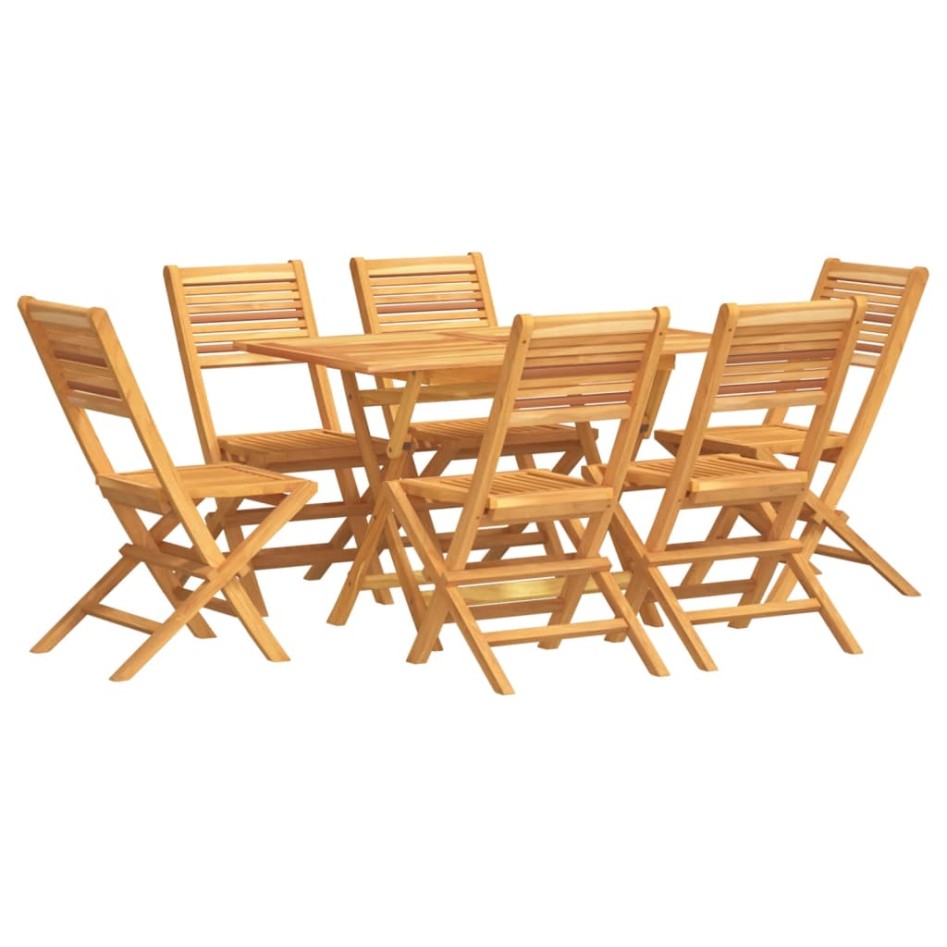 Juego de comedor de jardín 7 piezas madera maciza de