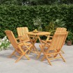 Juego de comedor para jardín 5 piezas madera maciza de teca