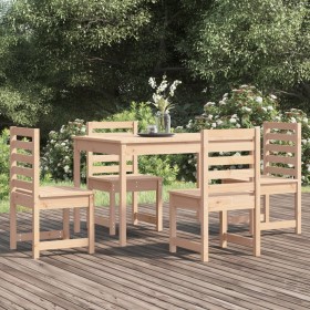 Juego de comedor de jardín 5 piezas madera maciza de