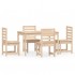 Juego de comedor de jardín 5 piezas madera maciza de