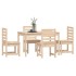 Juego de comedor de jardín 5 piezas madera maciza de