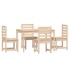 Juego de comedor de jardín 5 piezas madera maciza de