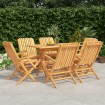 Juego de comedor de jardín 7 piezas madera maciza de teca