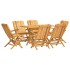Juego de comedor de jardín 7 piezas madera maciza de
