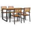 Juego de comedor de jardín 5 pzas madera maciza acacia y metal