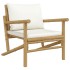 Set de muebles de jardín 3 piezas bambú y cojines blanco