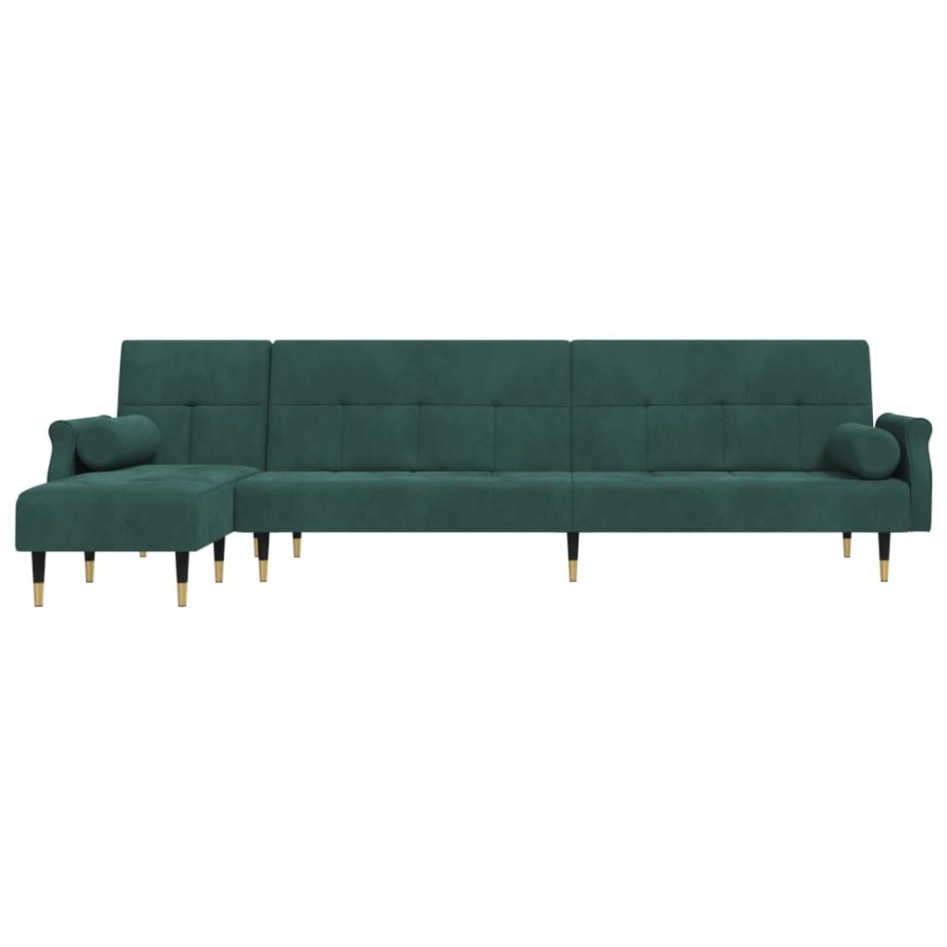 Sofá cama en forma de L terciopelo verde oscuro 271x140x70