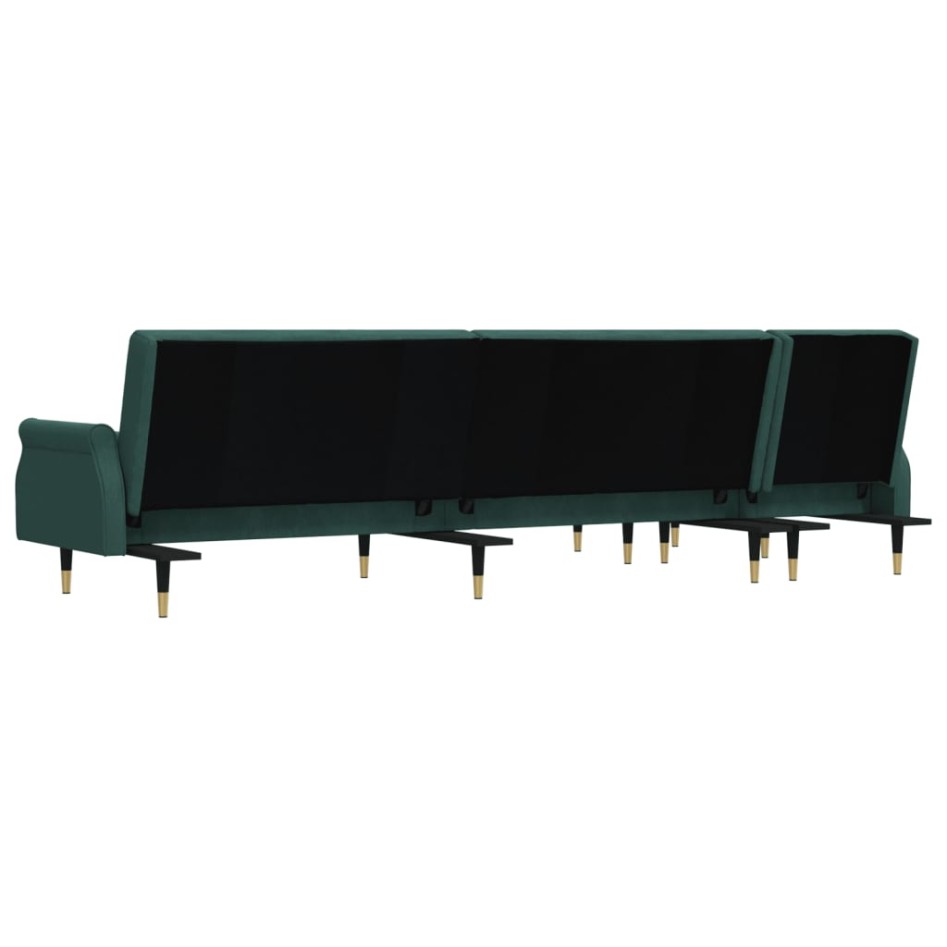 Sofá cama en forma de L terciopelo verde oscuro 271x140x70