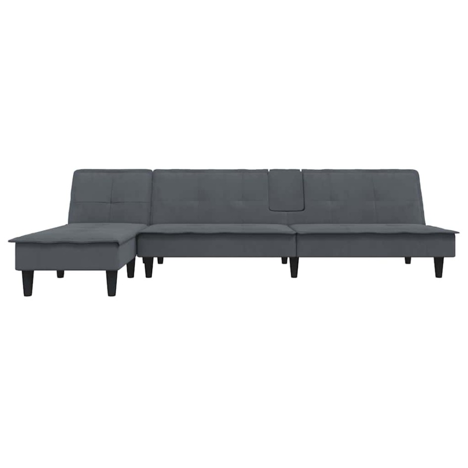 Sofá cama en forma de L terciopelo gris oscuro 255x140x70