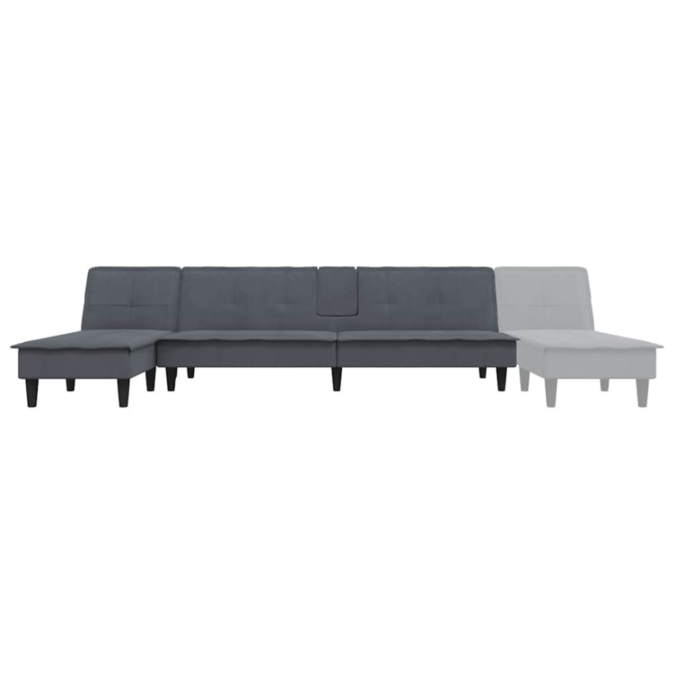 Sofá cama en forma de L terciopelo gris oscuro 255x140x70