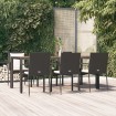 Set de comedor de jardín 7 pzas y cojines ratán sintético negro